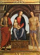 PERUGINO, Pietro The Madonna between St. John the Baptist and St. Sebastian oil painting